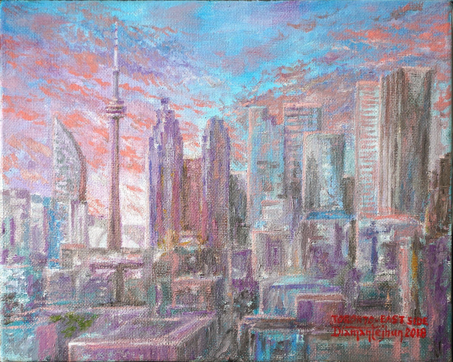 Toronto East Side Oil on canvas 10” x 8” 2018 Markham Jhun Ciolo Diamante Donated to PAG Dec 20, 2022 for CTB