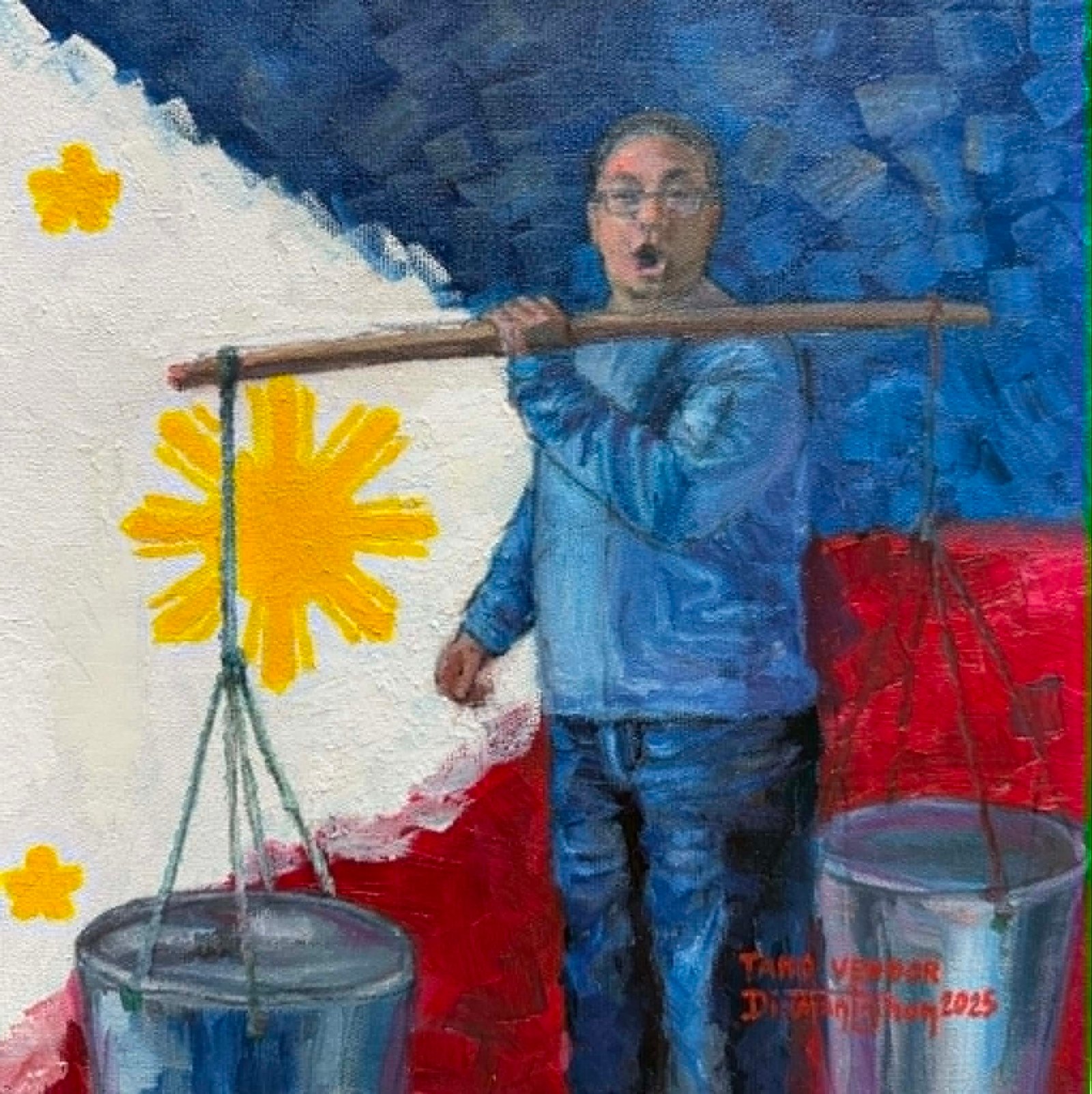 Taho Vendor Oil on canvas 12" x 12"